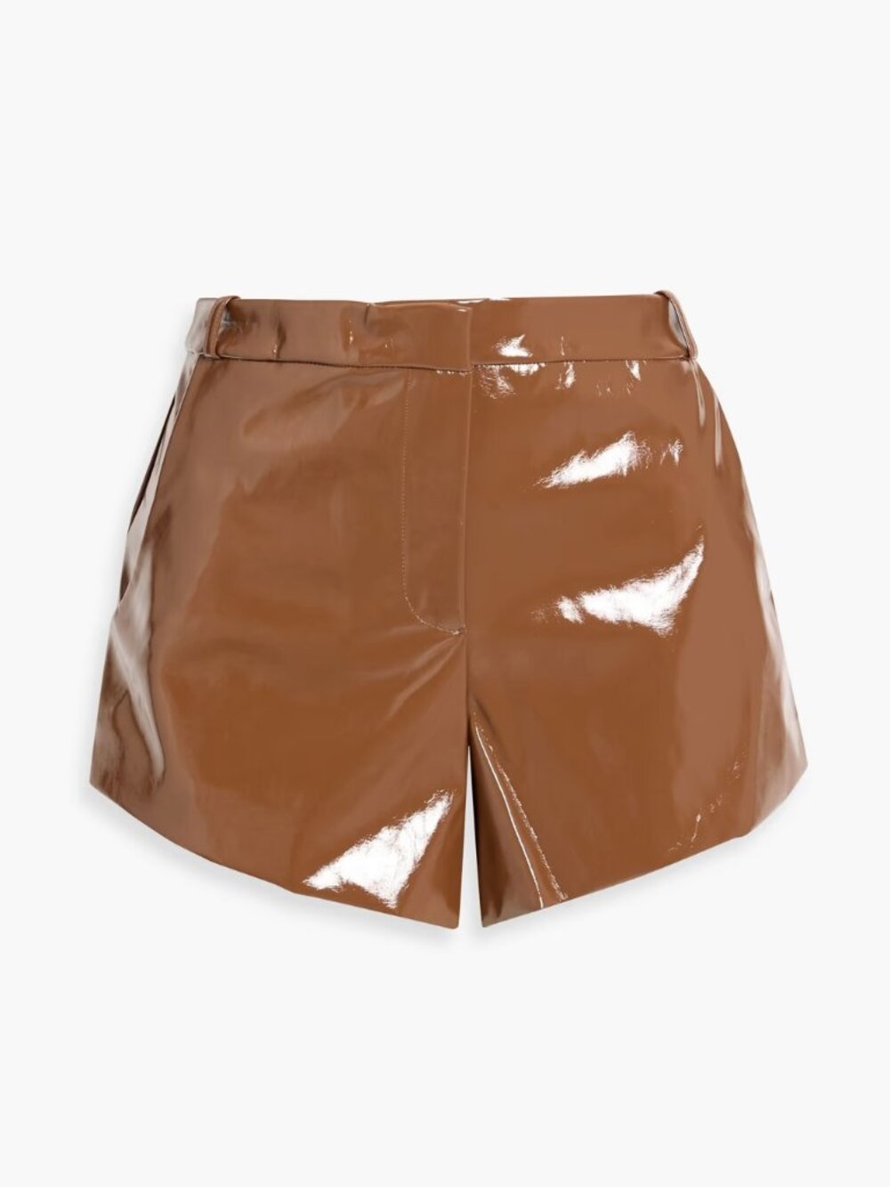 Ronny Kobo - Zaree Glossed Shorts - Light Brown Faux Patent Leather Shorts - M